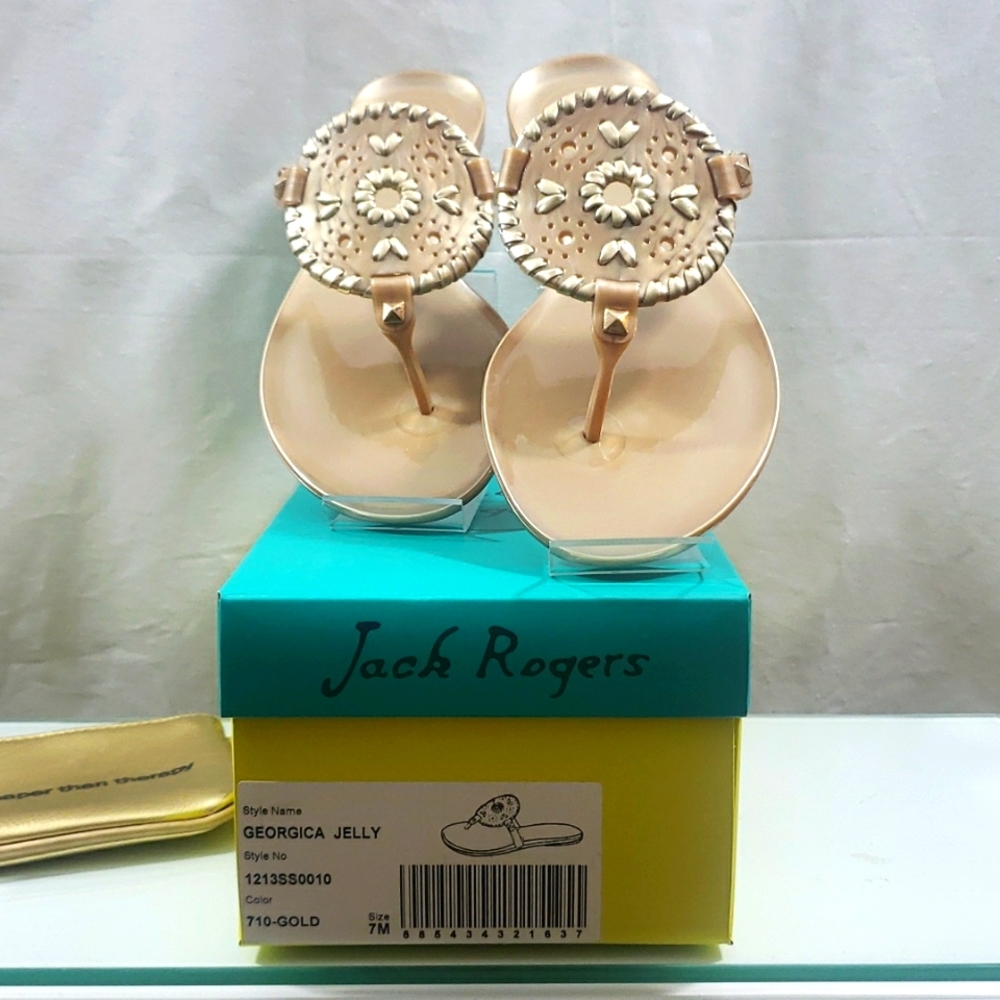 NIB Jack Roger "Georgica Jelly"  Gold Women's Slip-On Sandals, Size 7
